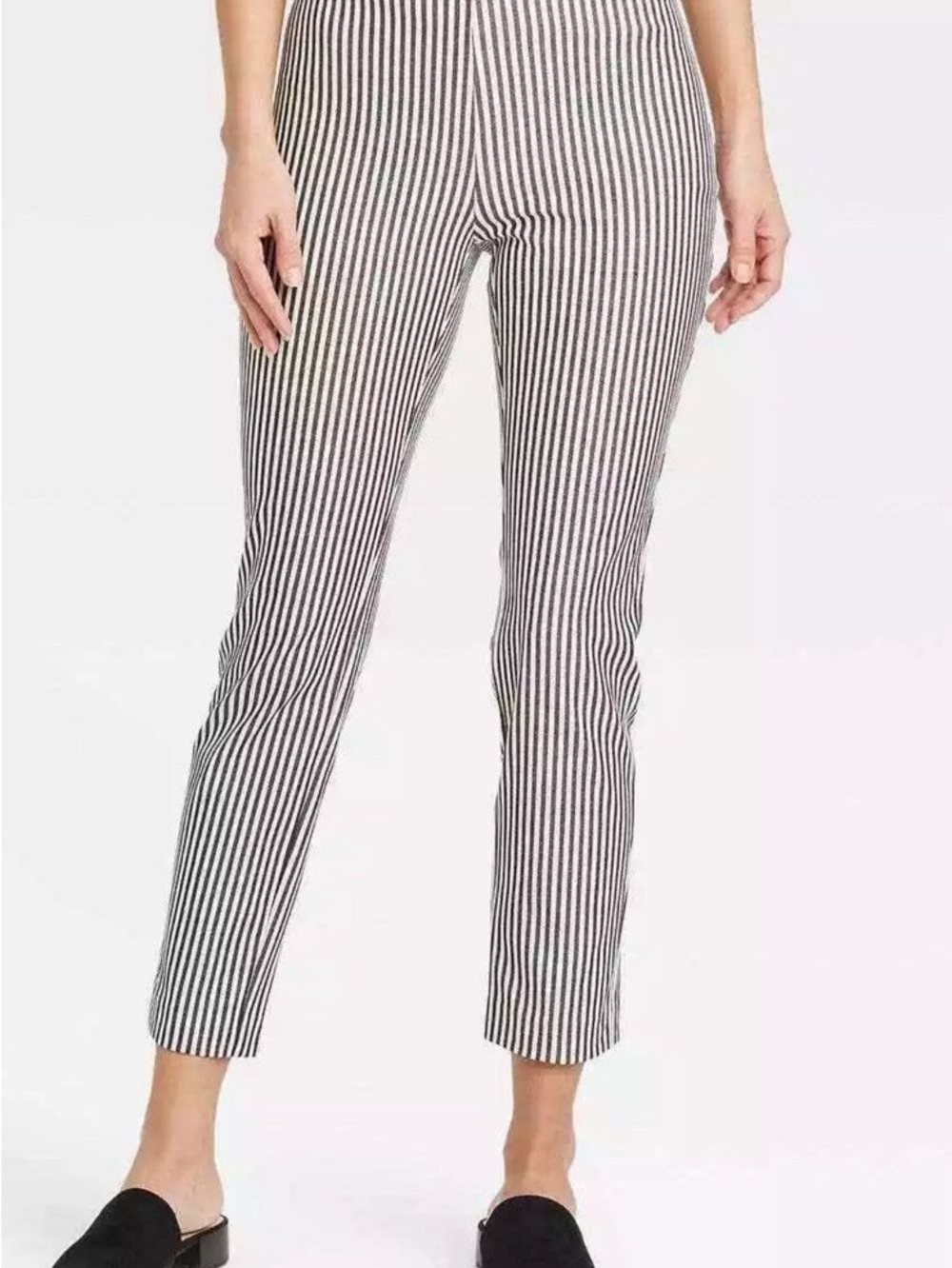 a new day Black and White Striped Zip-Front Skirt